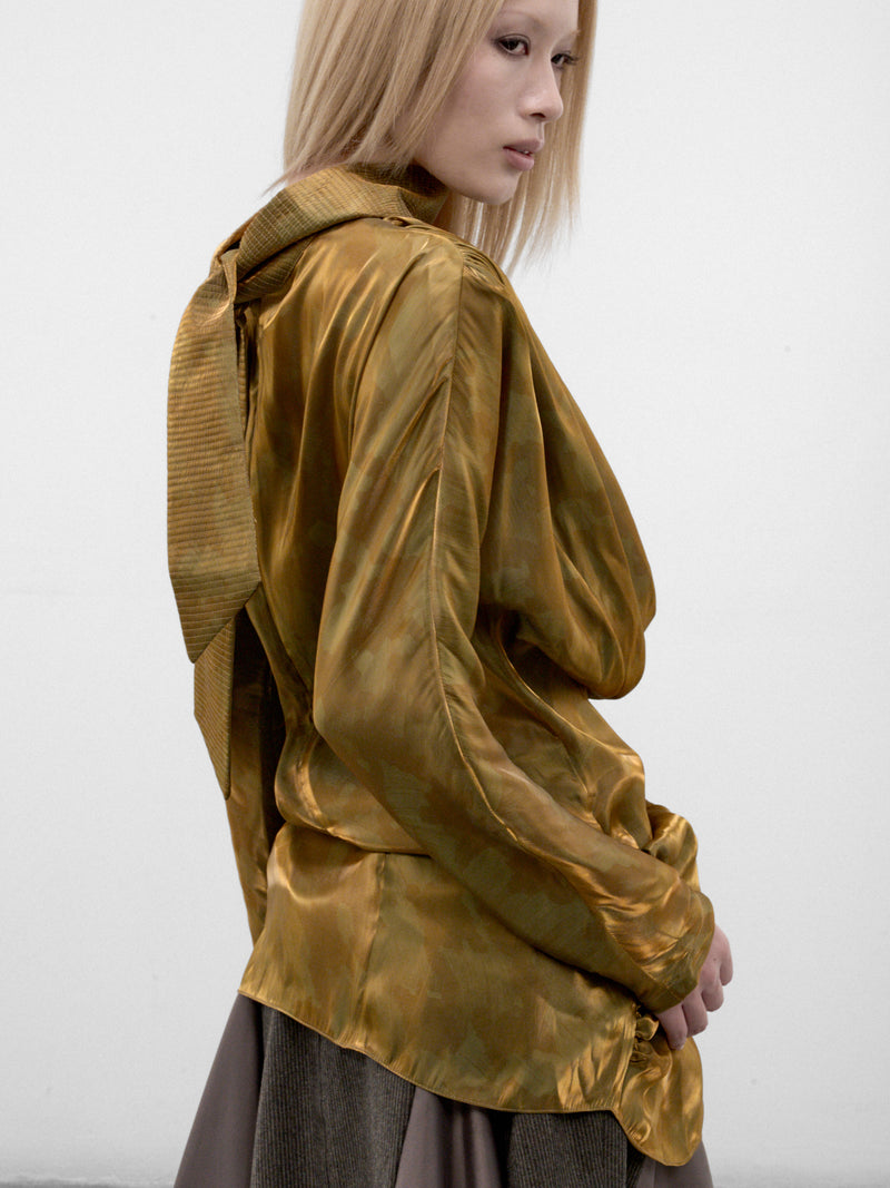 Gold Satin Gathered Drapery Top (KKWAW26SH02-138-GOLD-BRUSH)