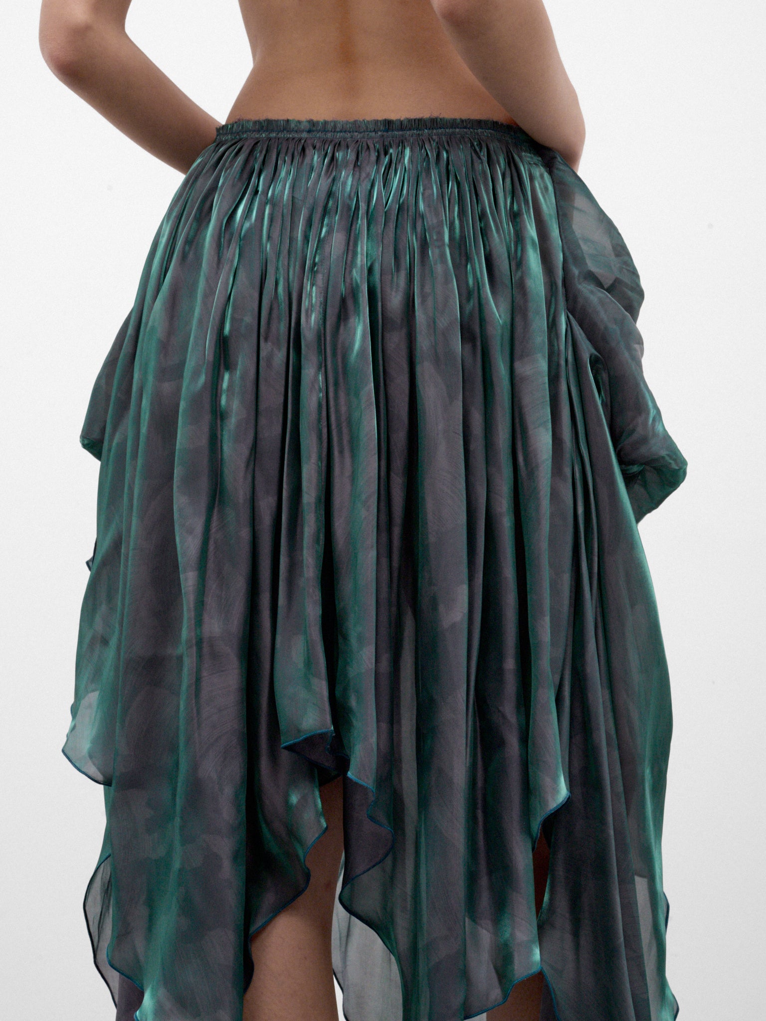 Cobalt Printed Satin Midi Skirt (KKWAW26SK01-71-COBALT-BRUSH)
