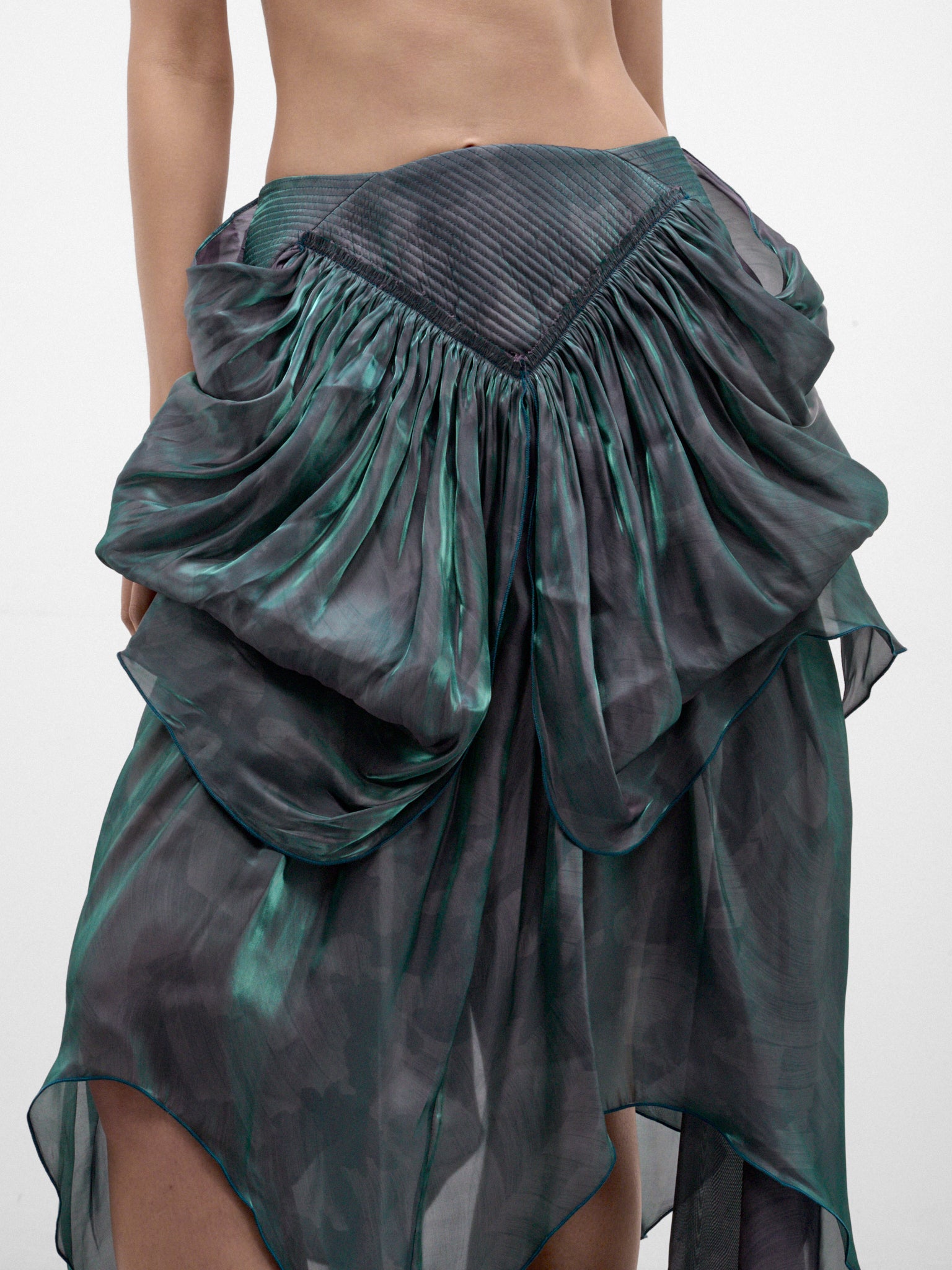 Cobalt Printed Satin Midi Skirt (KKWAW26SK01-71-COBALT-BRUSH)
