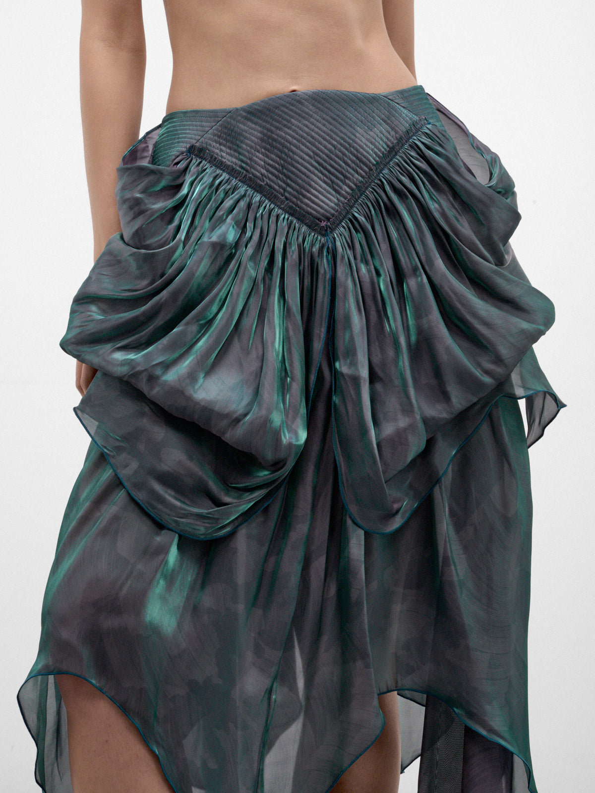 Cobalt Printed Satin Midi Skirt (KKWAW26SK01-71-COBALT-BRUSH)