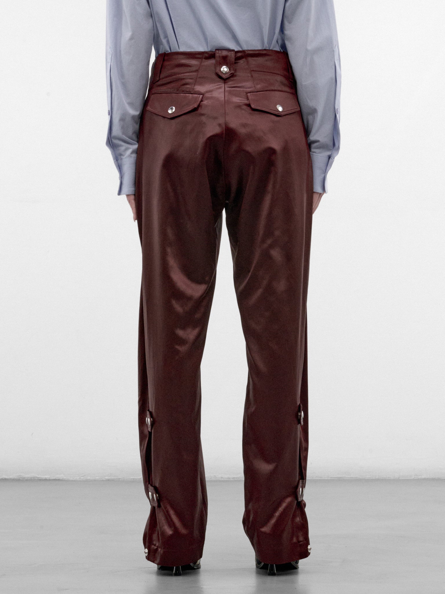 Umber Satin Pleated Trousers (KKWAW26T01-1-BURNT-UMBER)