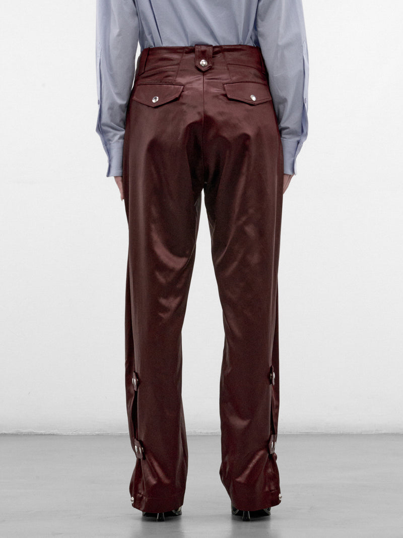 Umber Satin Pleated Trousers (KKWAW26T01-1-BURNT-UMBER)