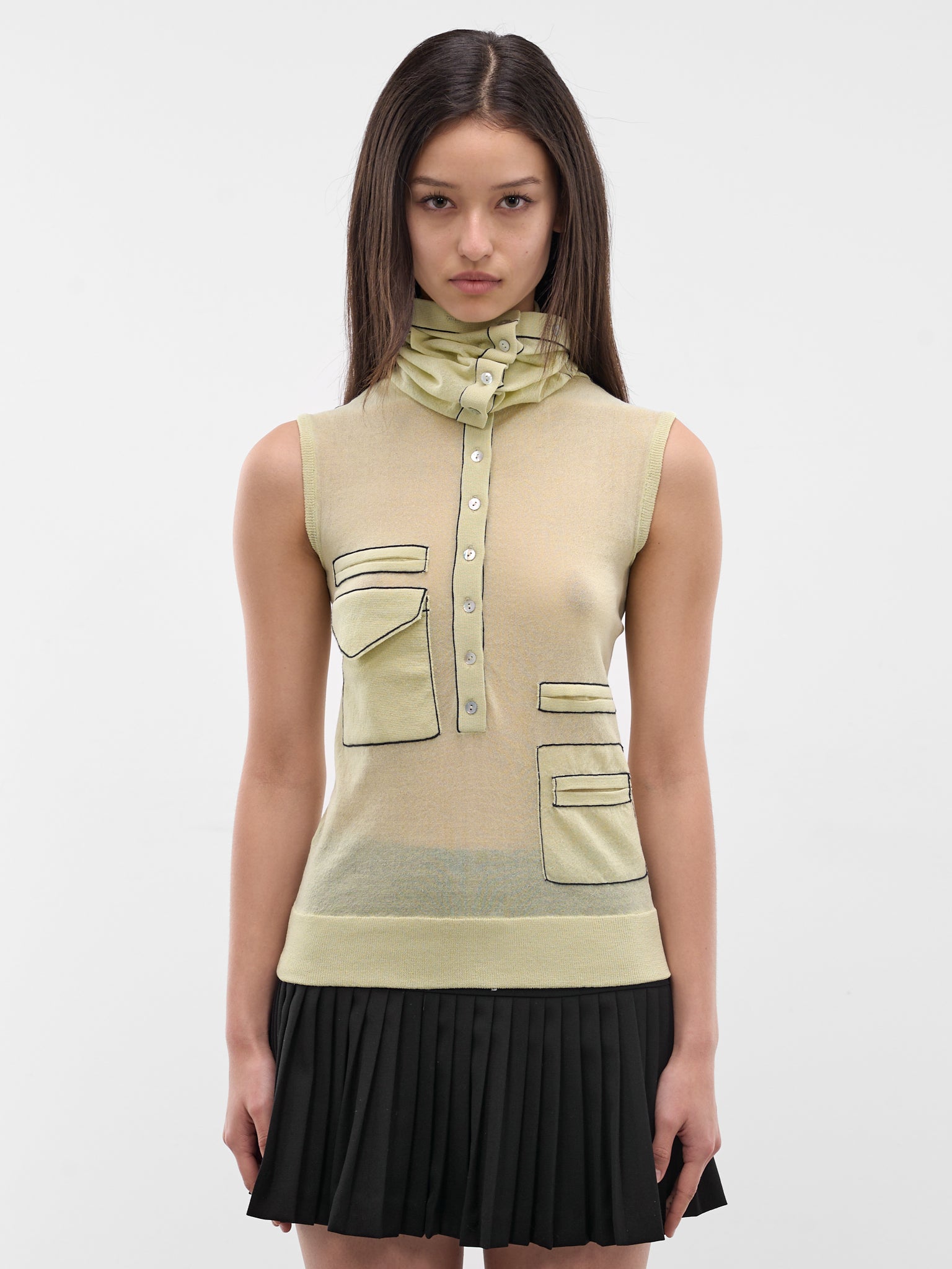 Kreiner Rollneck Collar Tank Top (KKWSS26KN10-107-PASTEL-GREEN)