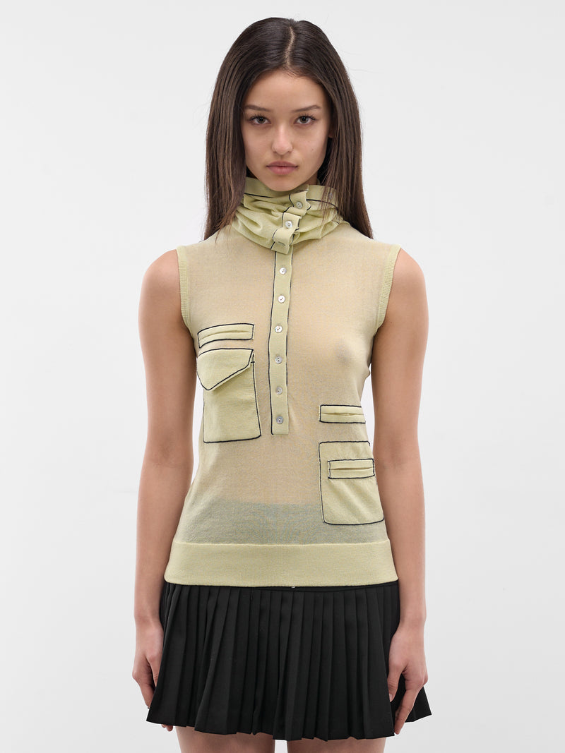 Kreiner Rollneck Collar Tank Top (KKWSS26KN10-107-PASTEL-GREEN)