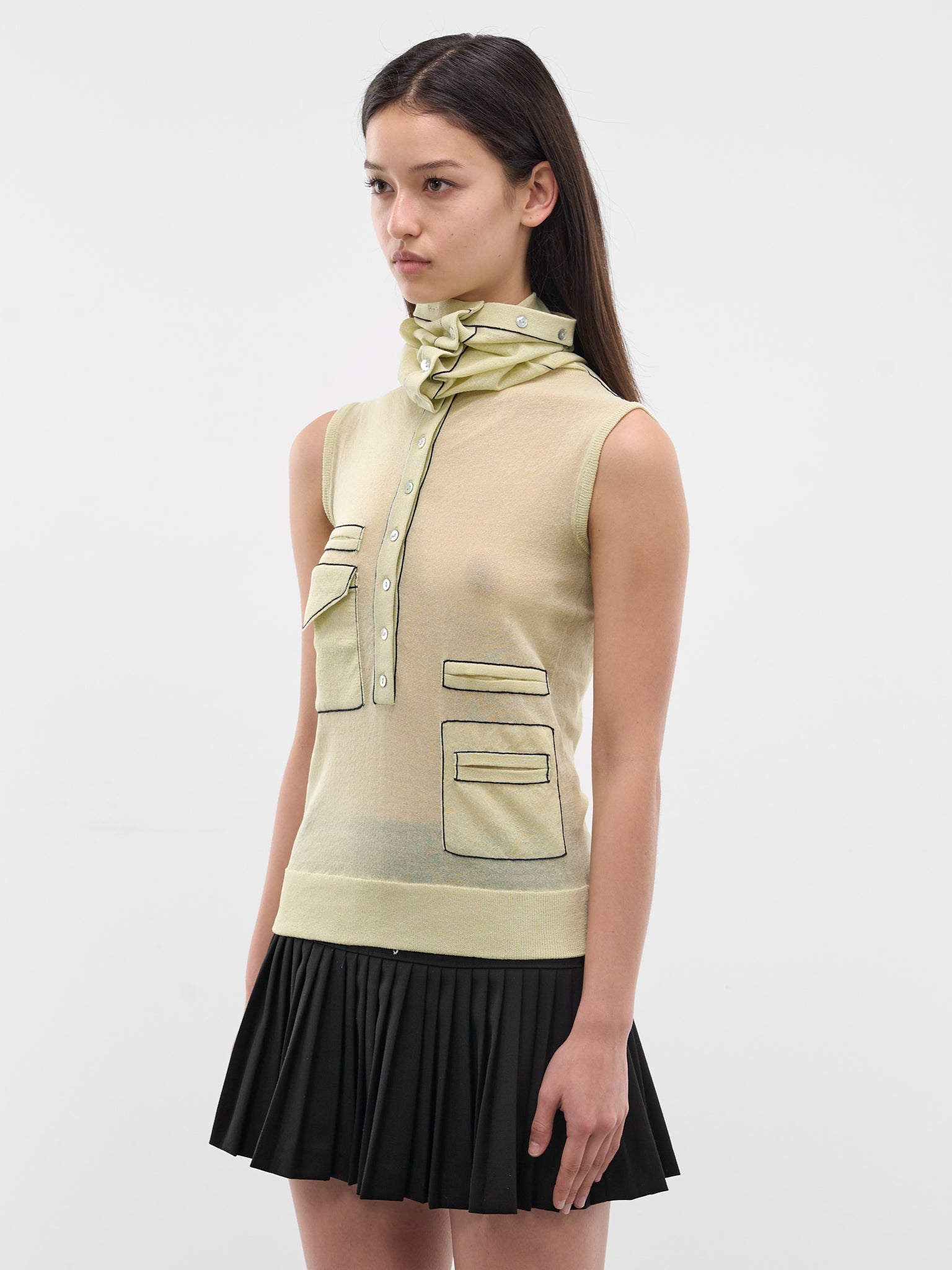 Kreiner Rollneck Collar Tank Top (KKWSS26KN10-107-PASTEL-GREEN)