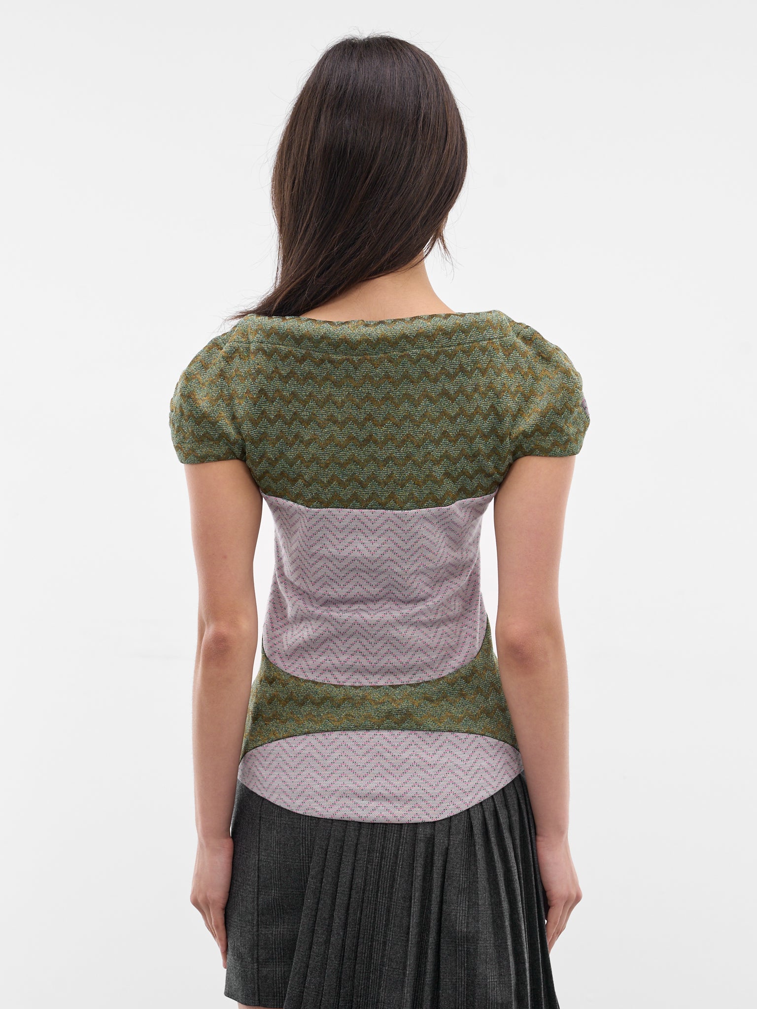 Compass Paneled Chevron Jersey Top (KKWSS26TP03-56-SHADOW-GREY)