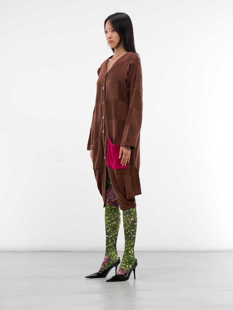 Square Knit Cardigan Dress (KL1-TPDR-LOKAR-CHOCOLATE-GREEN)