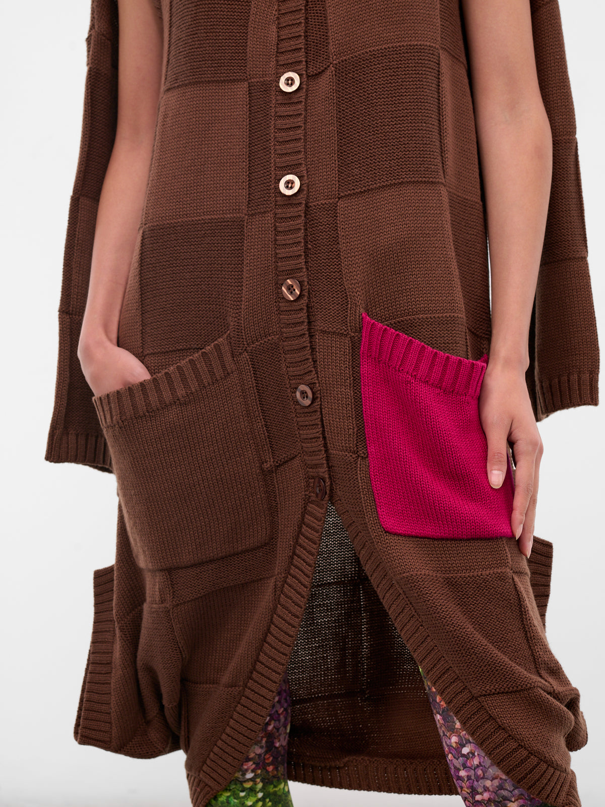 Square Knit Cardigan Dress (KL1-TPDR-LOKAR-CHOCOLATE-GREEN)
