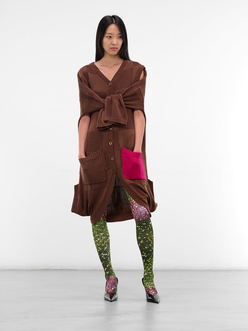 Square Knit Cardigan Dress (KL1-TPDR-LOKAR-CHOCOLATE-GREEN)