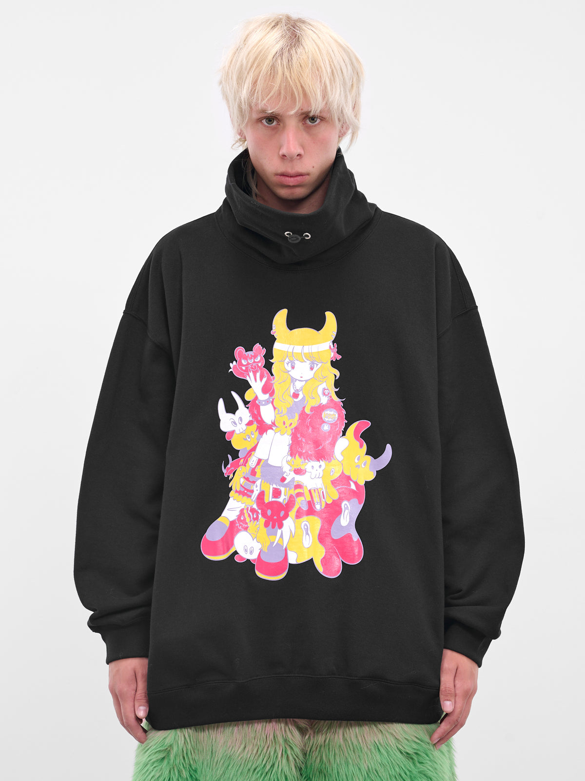 Black Graphic High Neck Sweatshirt (KL1005-BLACK)
