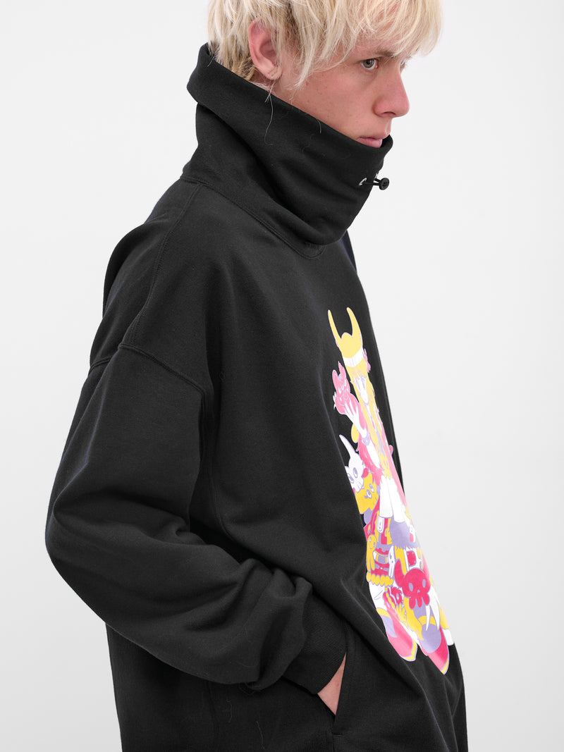 Black Graphic High Neck Sweatshirt (KL1005-BLACK)