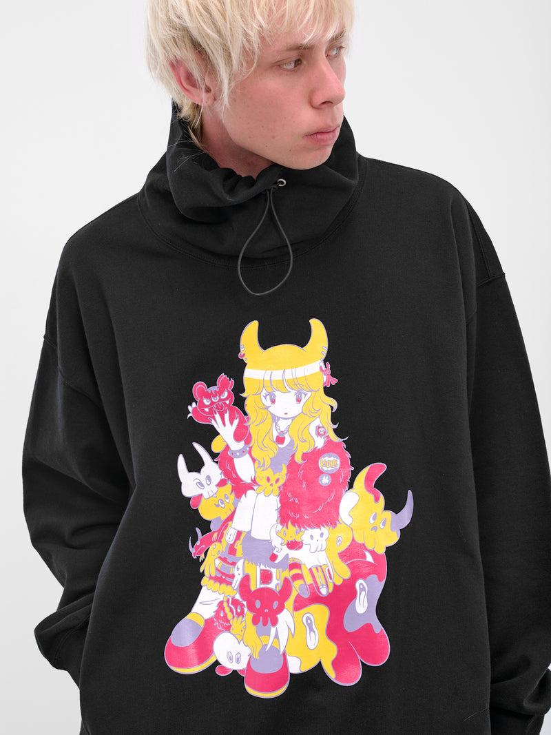 Black Graphic High Neck Sweatshirt (KL1005-BLACK)