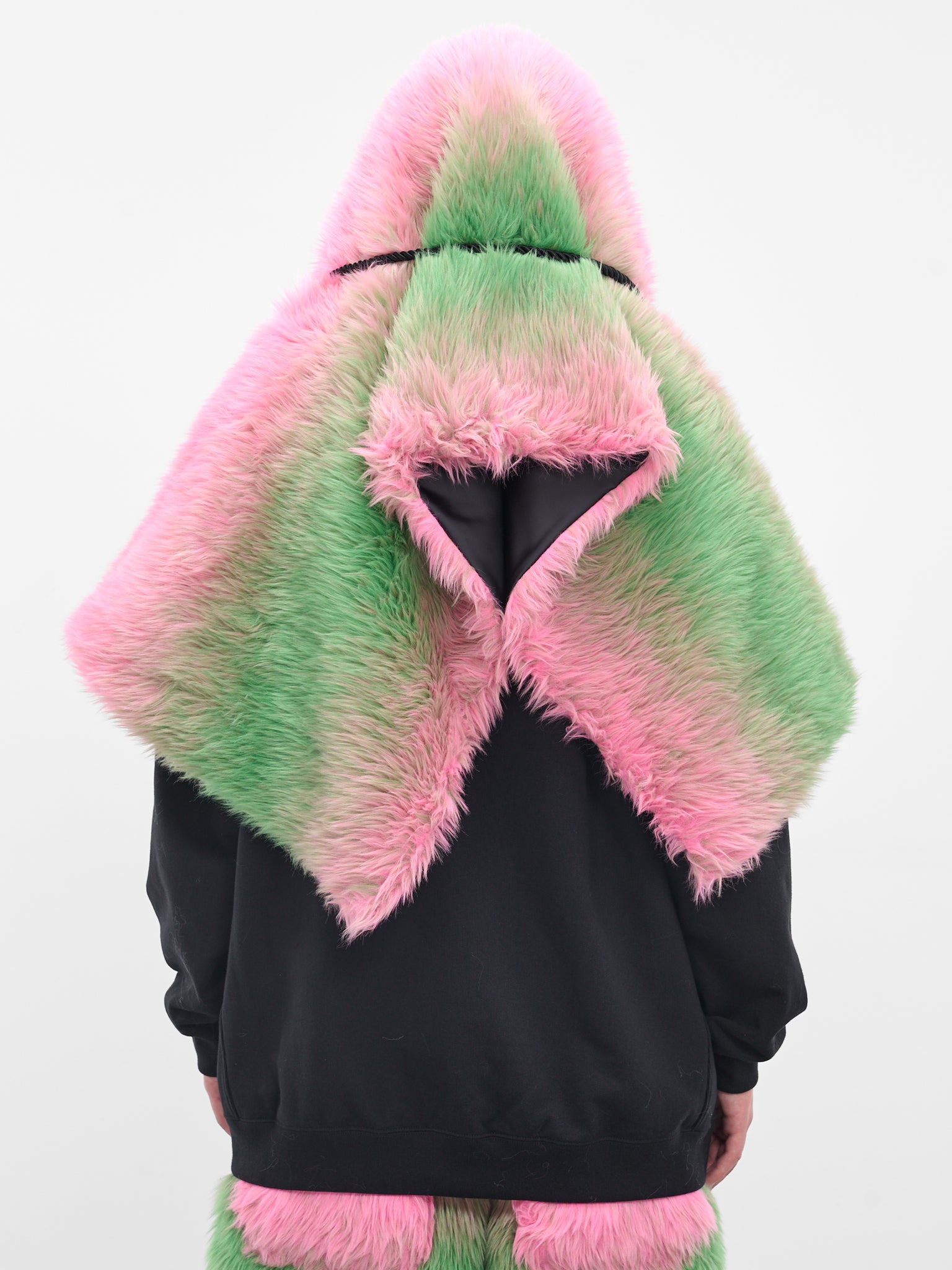 Gradient Fur Poncho Stole (KL1043-PINK-GREEN)