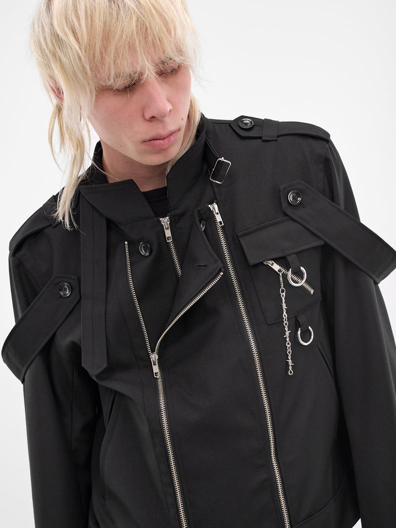 Black Double Zip Strap Jacket (KL1048-BLACK)