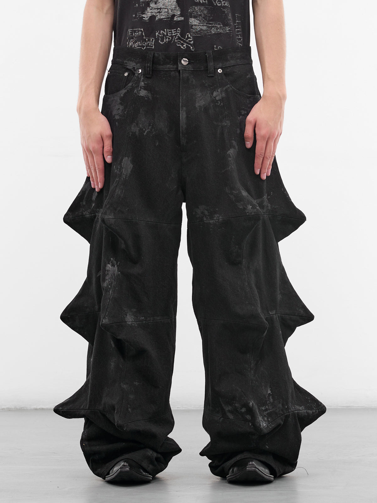 Black Denim Sculptural Spike Jeans (KL1051-BLACK)