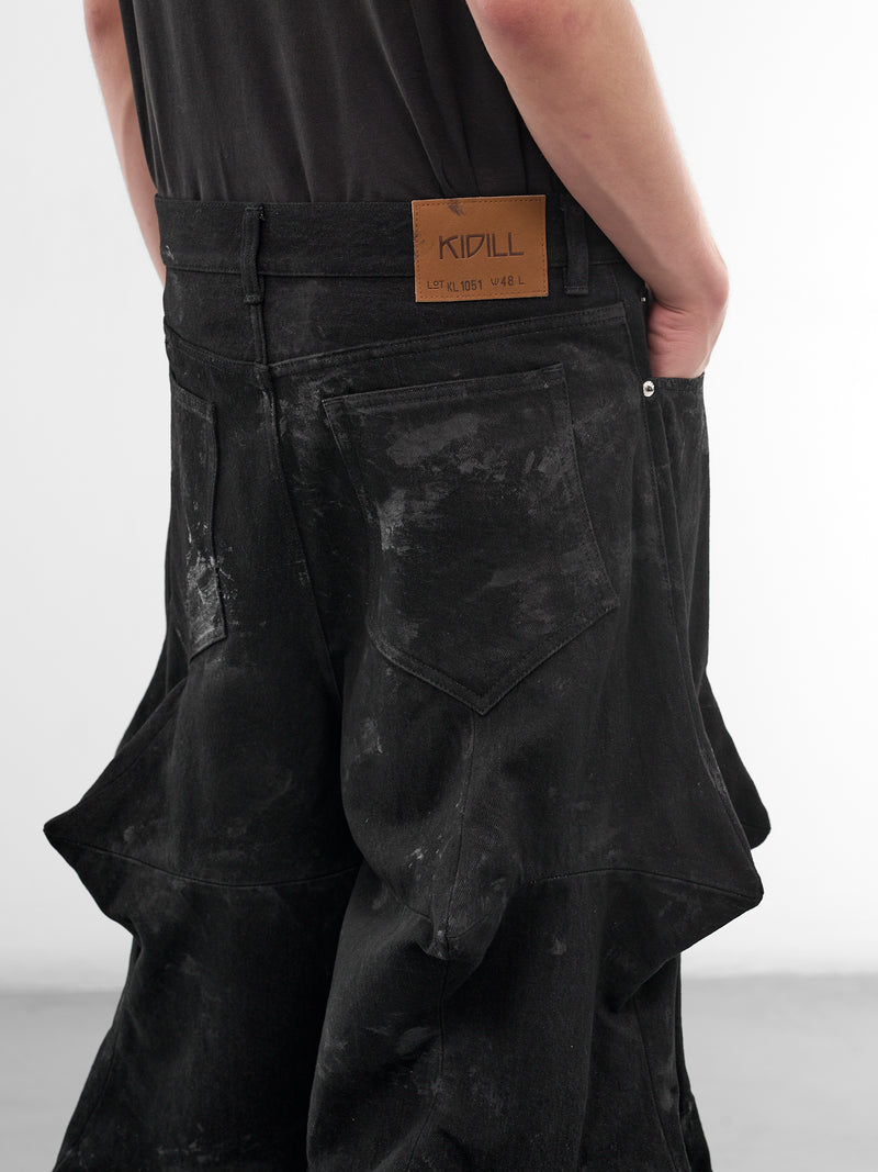 Black Denim Sculptural Spike Jeans (KL1051-BLACK)