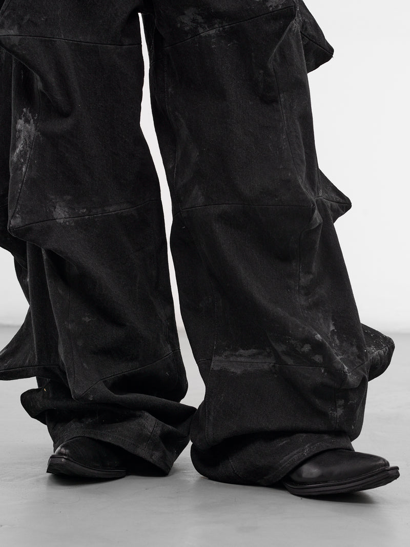 Black Denim Sculptural Spike Jeans (KL1051-BLACK)