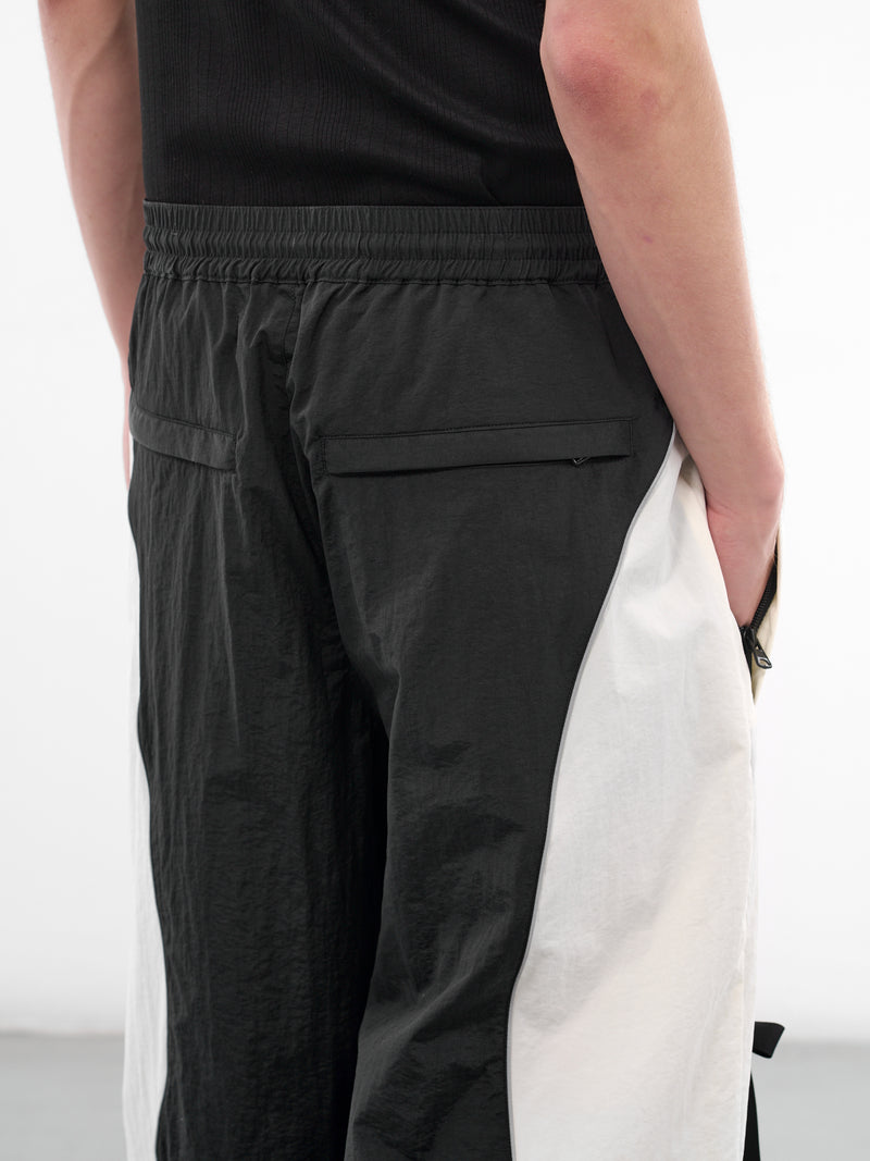 Two-Tone Nylon Ribbon Track Pants (KL1063-BLACK-WHITE)