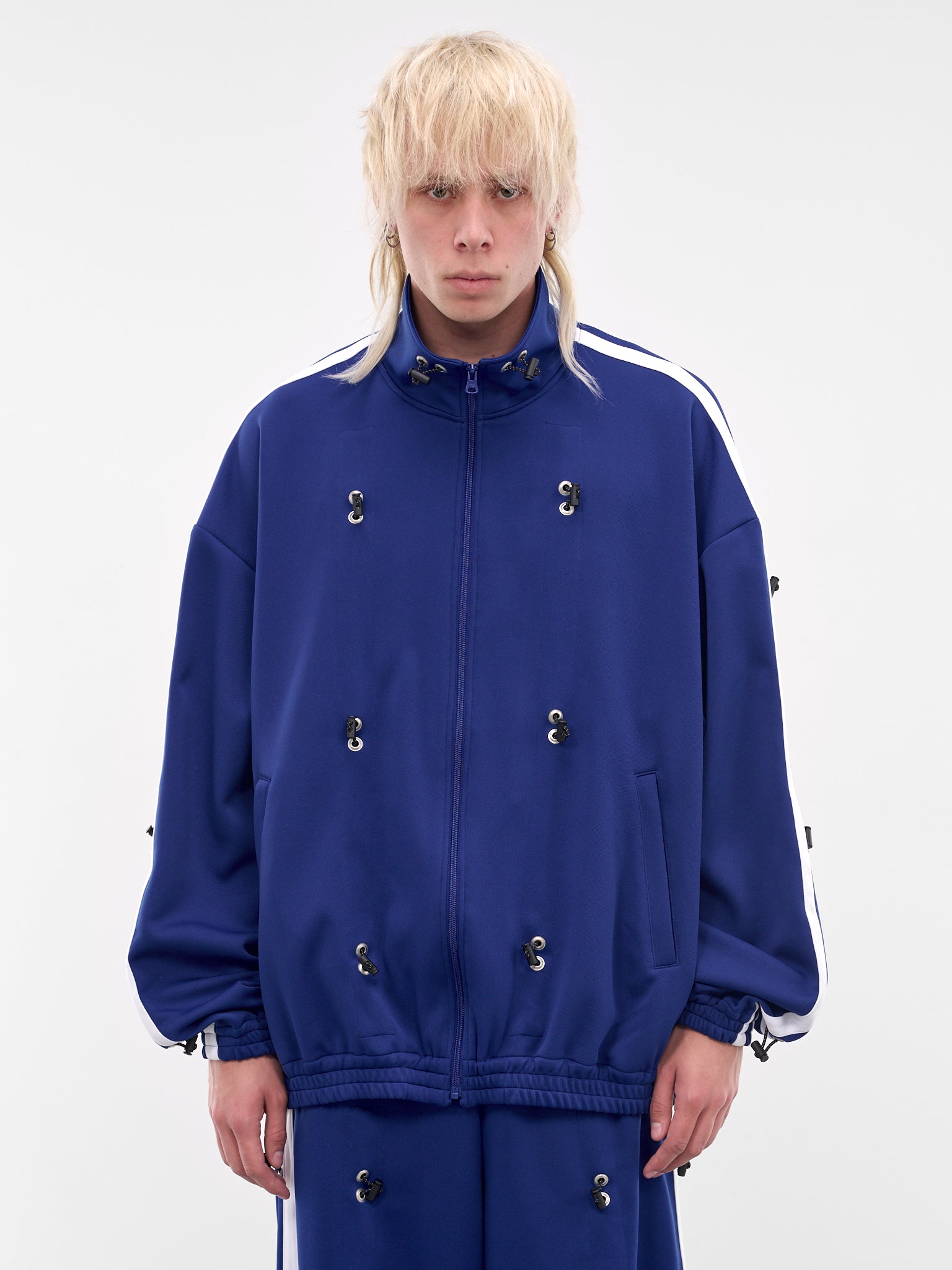Navy Nylon Bungee Track Jacket (KL1064-NAVY-BLUE)
