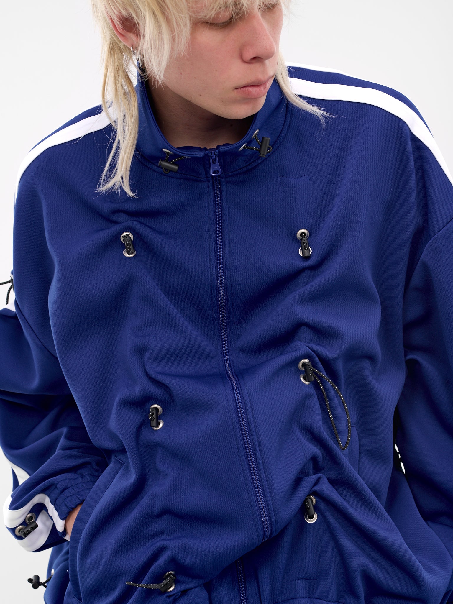 Navy Nylon Bungee Track Jacket (KL1064-NAVY-BLUE)