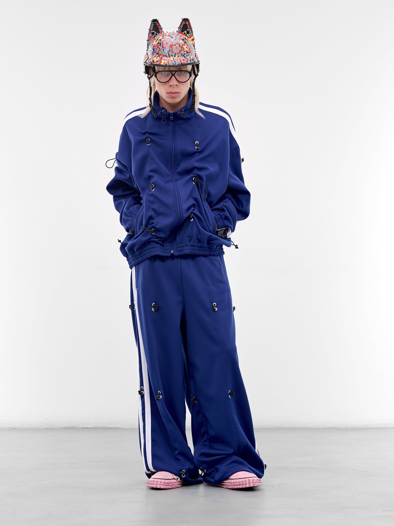 Navy Bungee Striped Track Pants (KL1065-NAVY-BLUE)