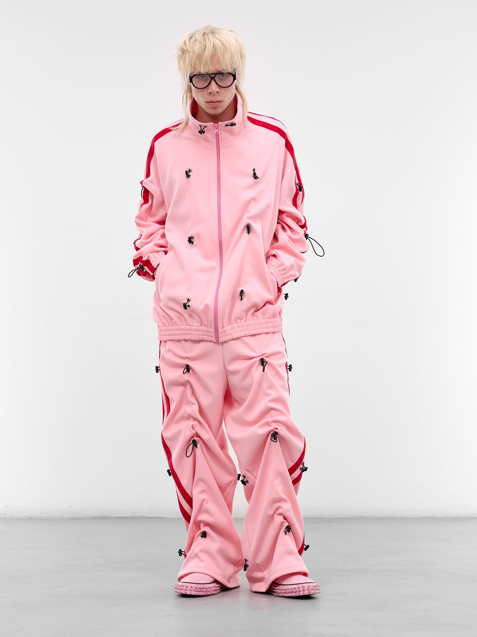 Pink Bungee Striped Track Pants (KL1065-PINK)