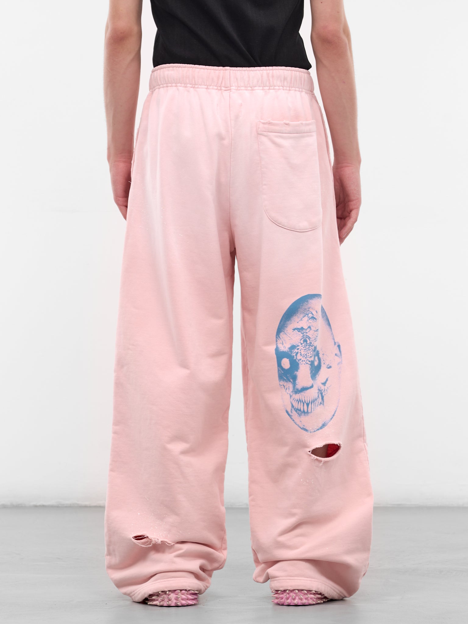 Pink Distressed Graphic Baggy Sweatpants (KL1079-PINK)