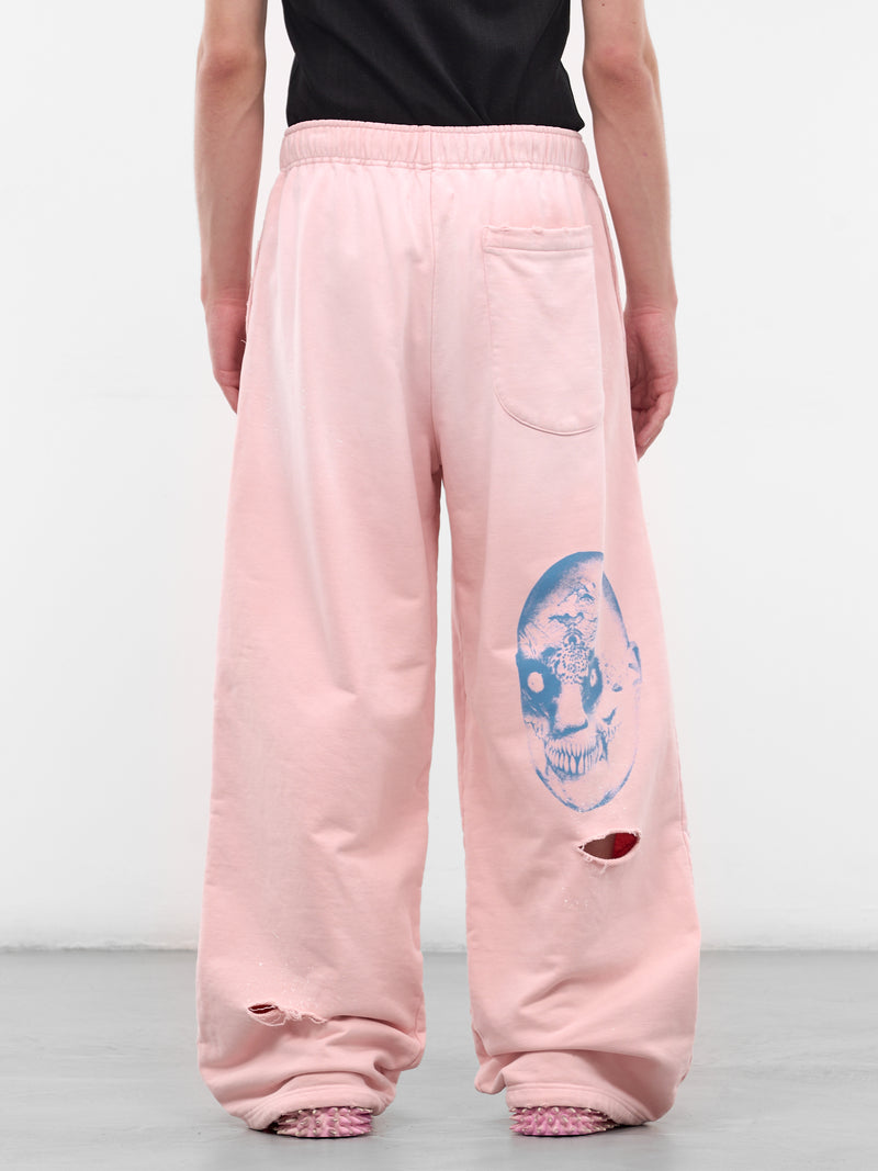 Pink Distressed Graphic Baggy Sweatpants (KL1079-PINK)
