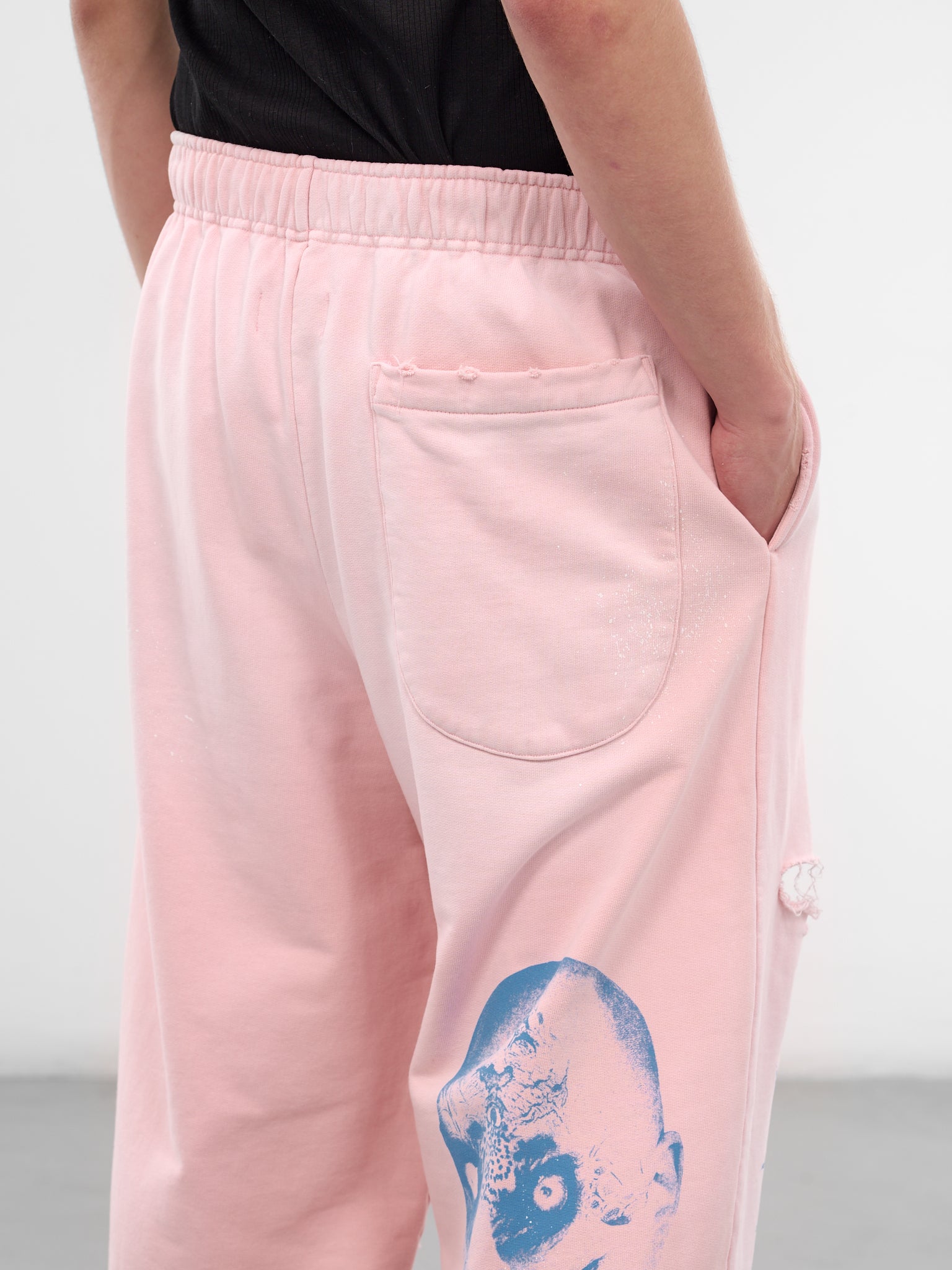 Pink Distressed Graphic Baggy Sweatpants (KL1079-PINK)
