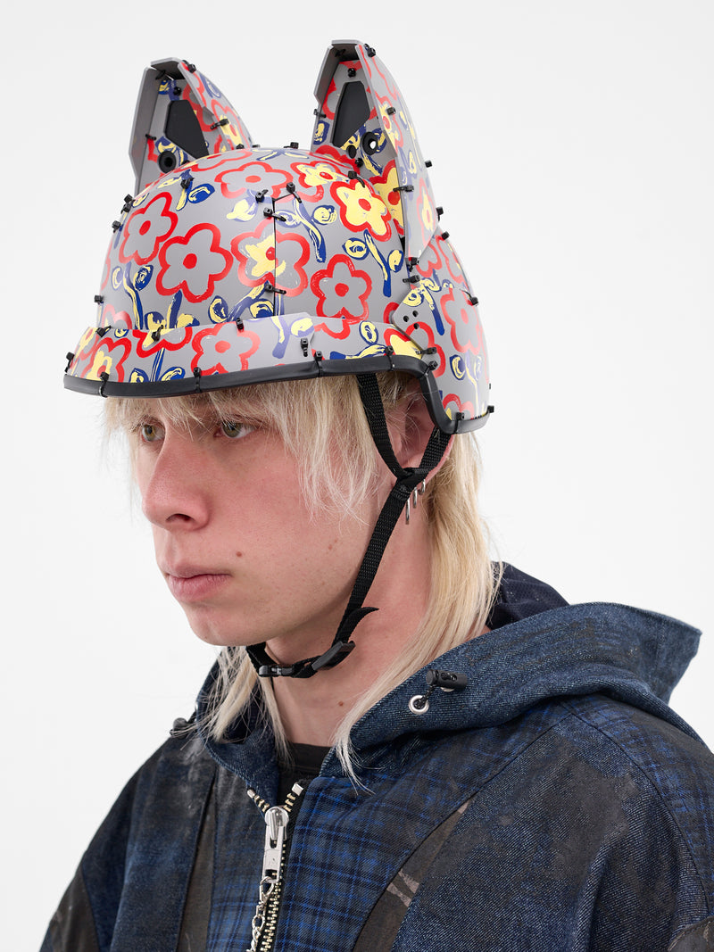 Flower Print Animal Ears Hat (KL1107-GREY-FLOWER)