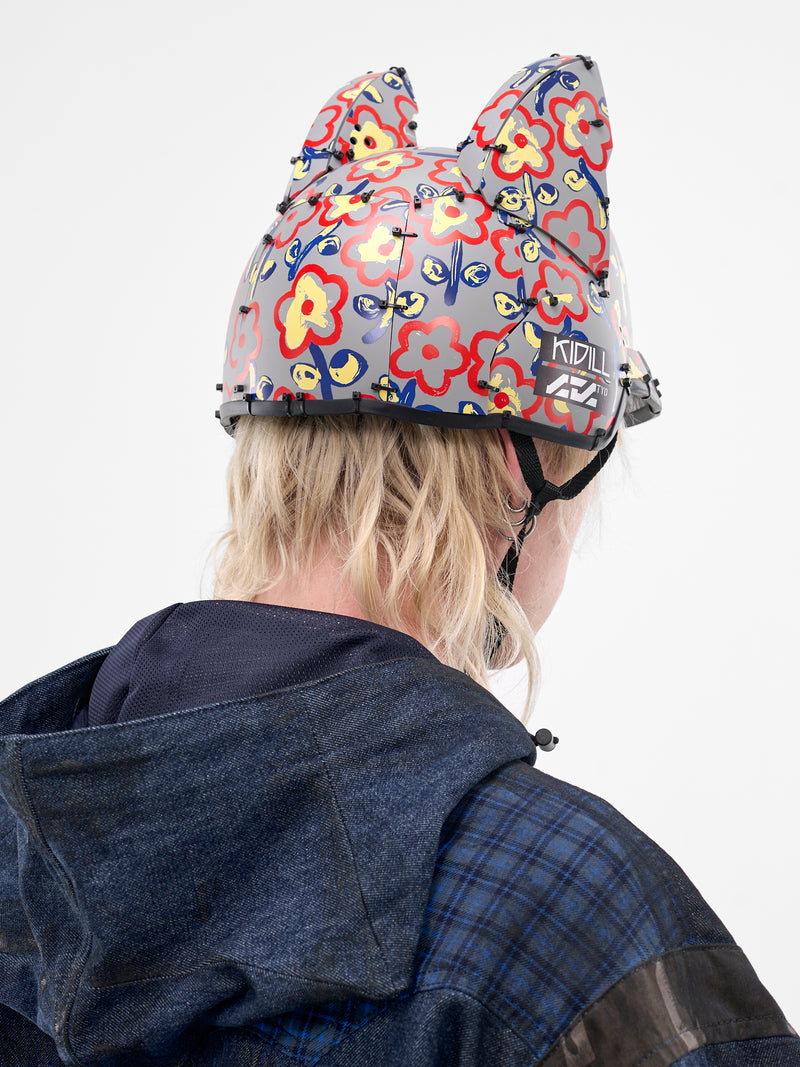 Flower Print Animal Ears Hat (KL1107-GREY-FLOWER)