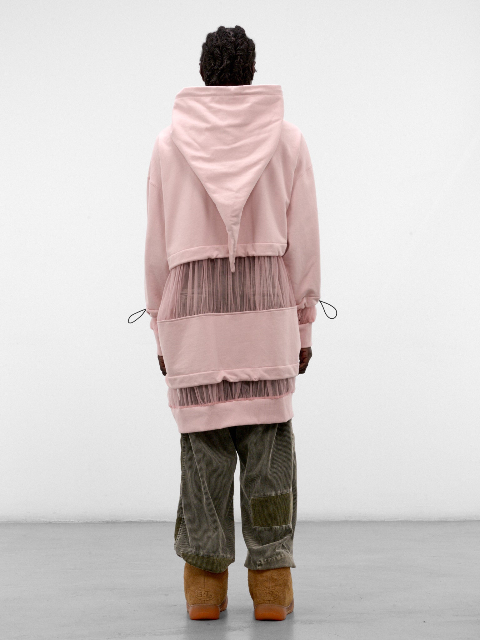 Pink Tiered Mesh Graphic Hoodie (KL1140-PINK)