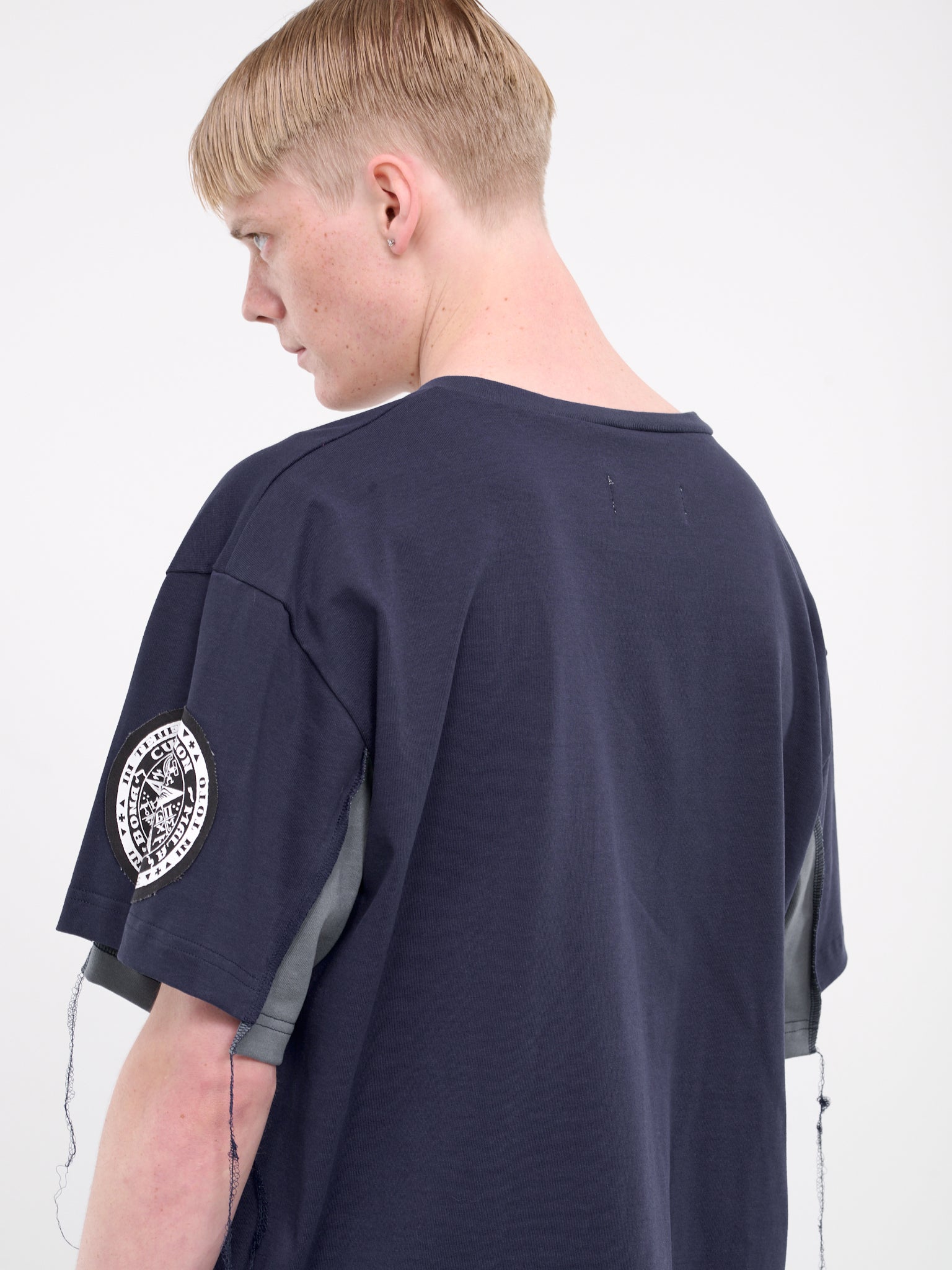 Distressed Graphic Patch Tee (KL820-NAVY-GREY)