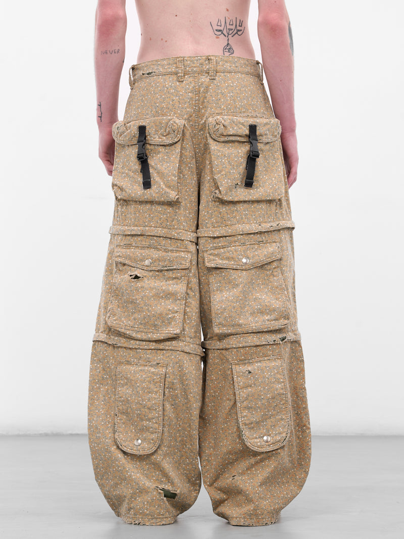 Khaki Flower Distressed Cargo Pants (KL975-KHAKI-FLOWER)