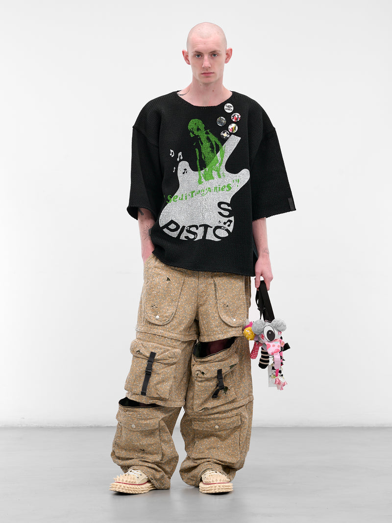 Khaki Flower Distressed Cargo Pants (KL975-KHAKI-FLOWER)