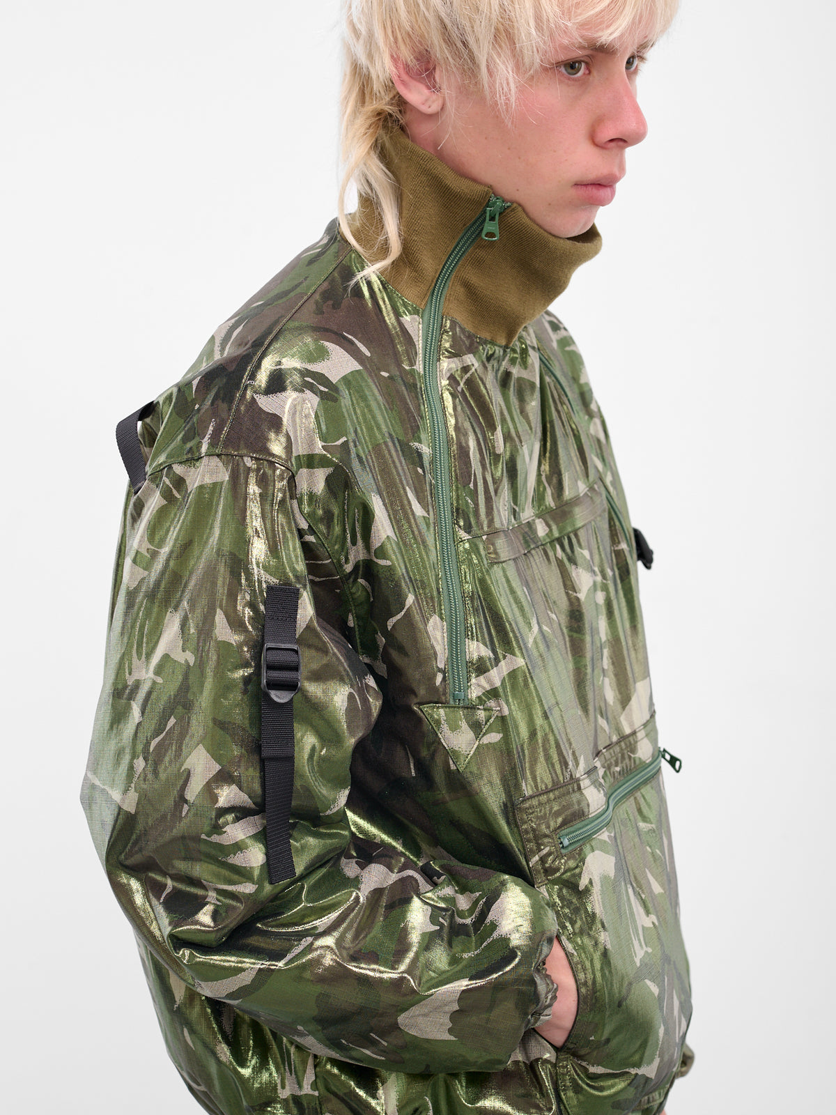 Green Coated Camo Bomber Jacket (KL977-CAMO-GREEN)