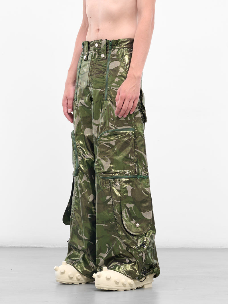 Green Coated Camo Cargo Pants (KL979-CAMO-GREEN)