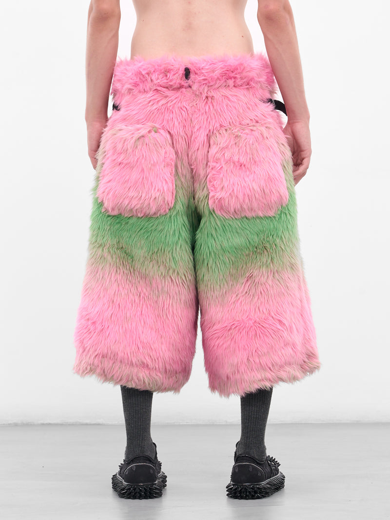 Gradient Fur Wide Leg Shorts (KL988-PINK-GREEN)