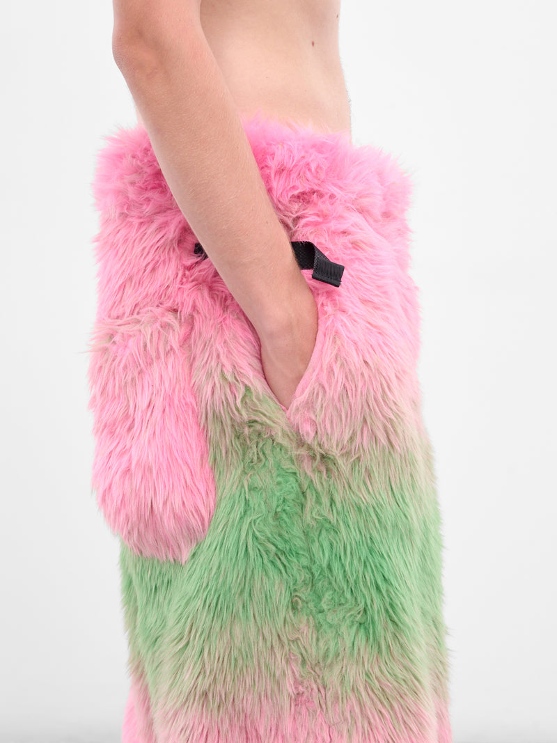 Gradient Fur Wide Leg Shorts (KL988-PINK-GREEN)