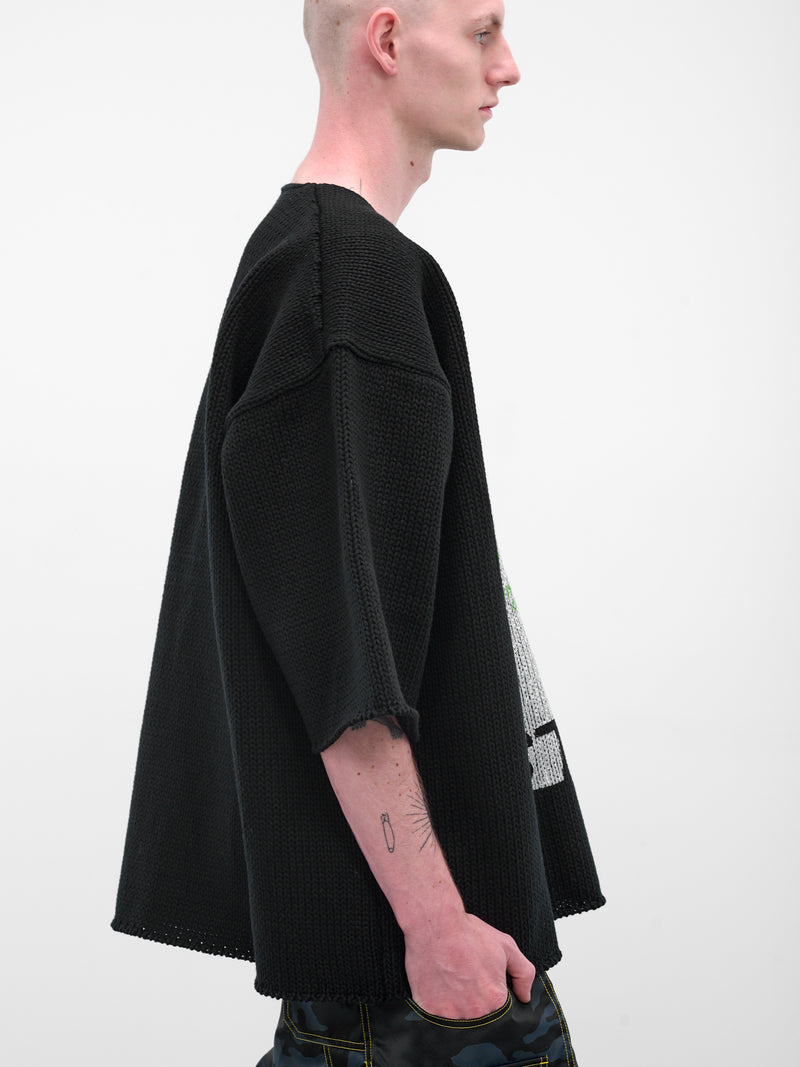 Black Knit Graphic Pin Sweater (KL992-BLACK)