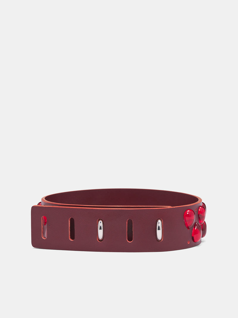 Red Leather Hematite Choker (KMKSS26-HMTCK-RD-RED)