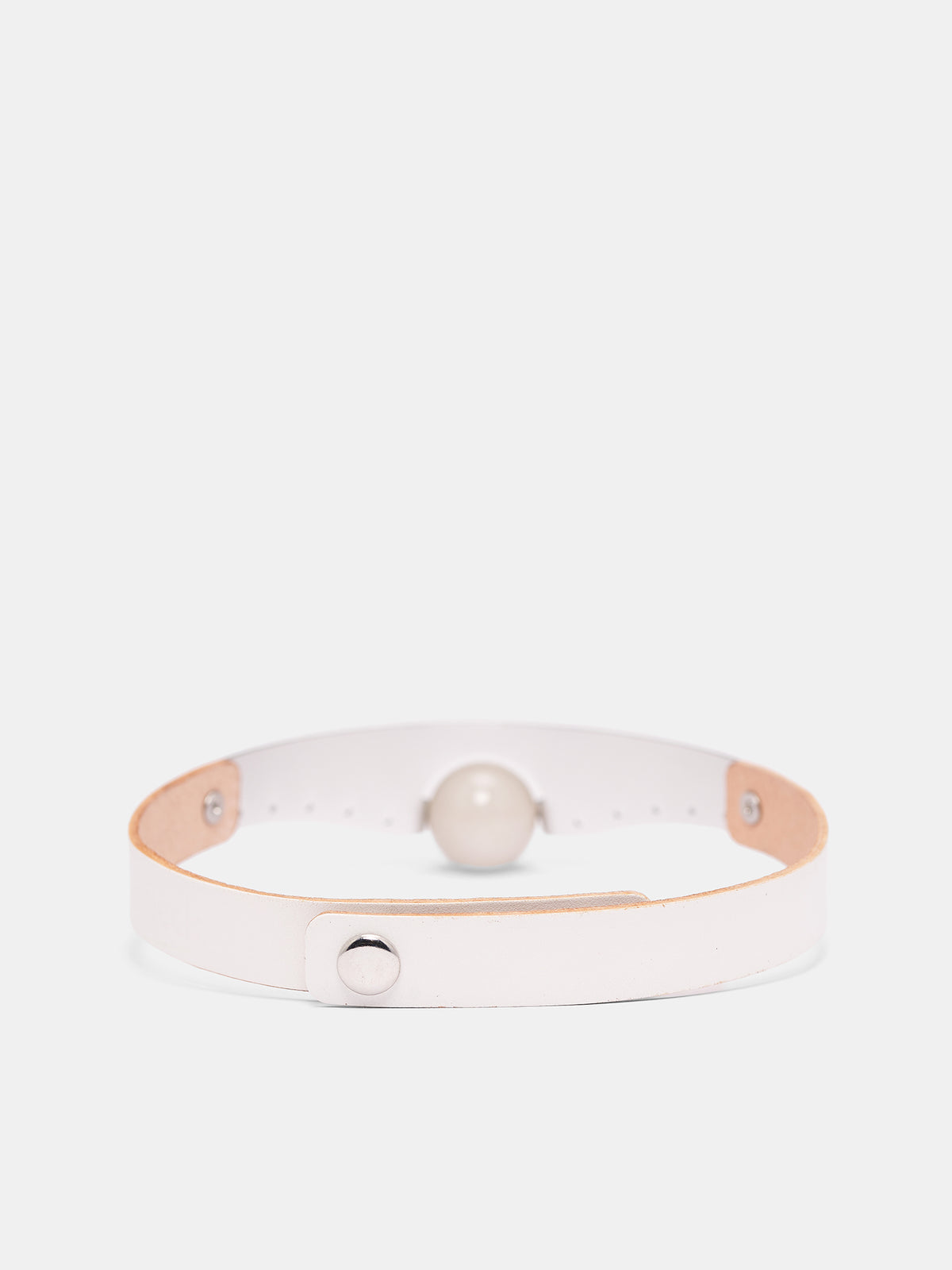 White Leather Dyed Jade Necklace (KMKSS26-JDNK-WH-WHITE)