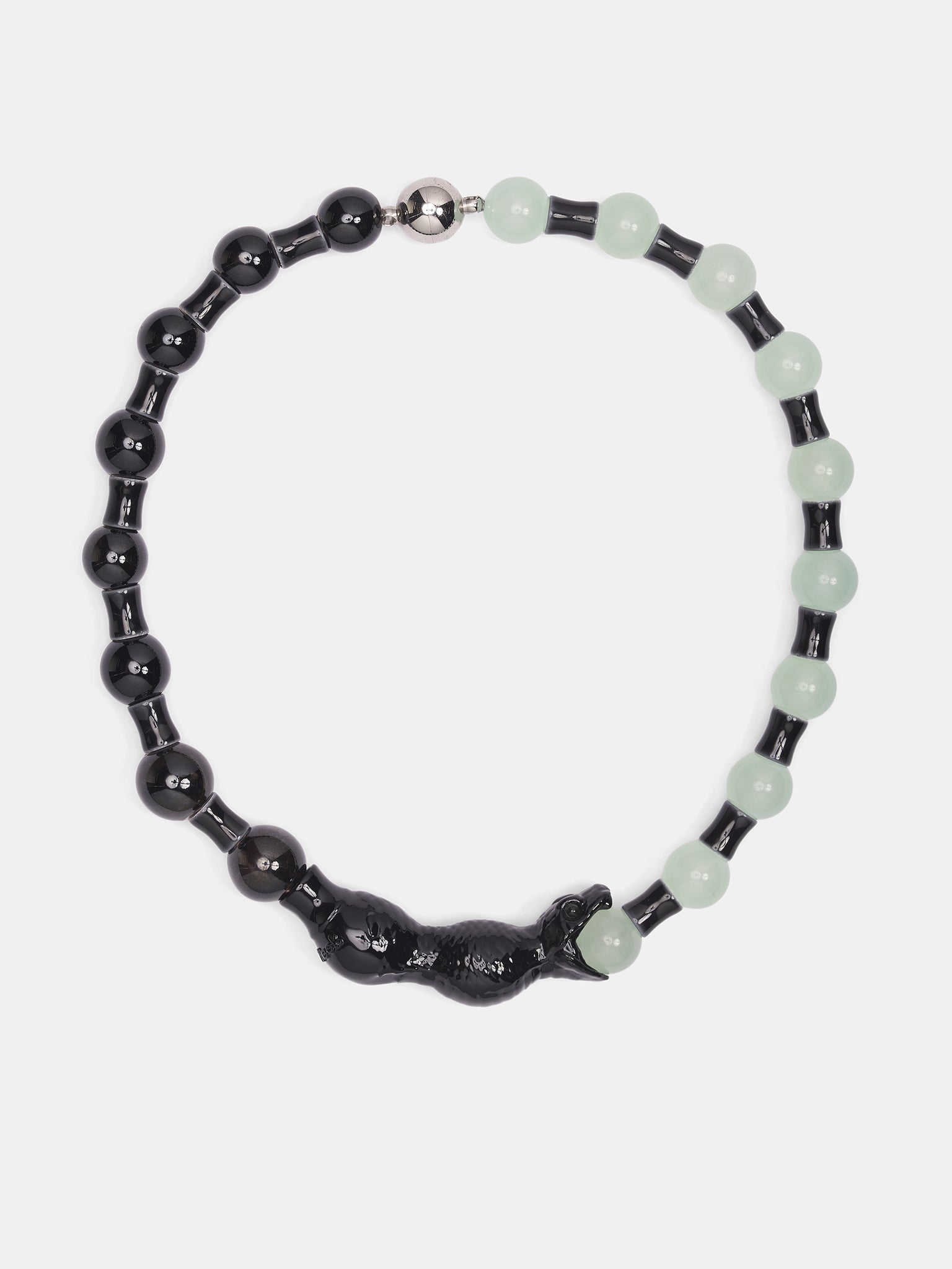 Black Serpent Bead Necklace (KMKSS26-SPNK-BLK-BLACK)