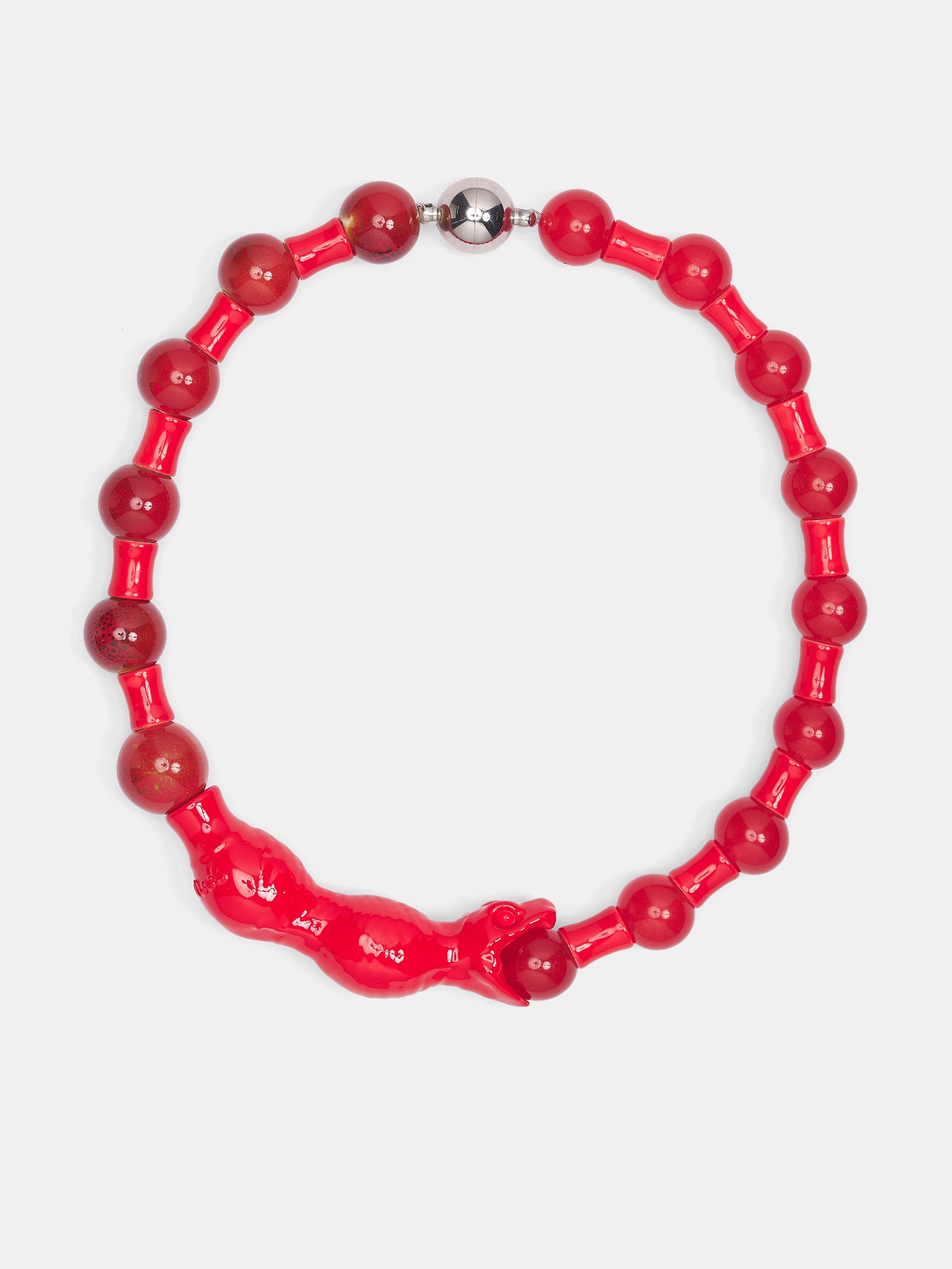 Red Serpent Bead Necklace (KMKSS26-SPNK-RD-RED)