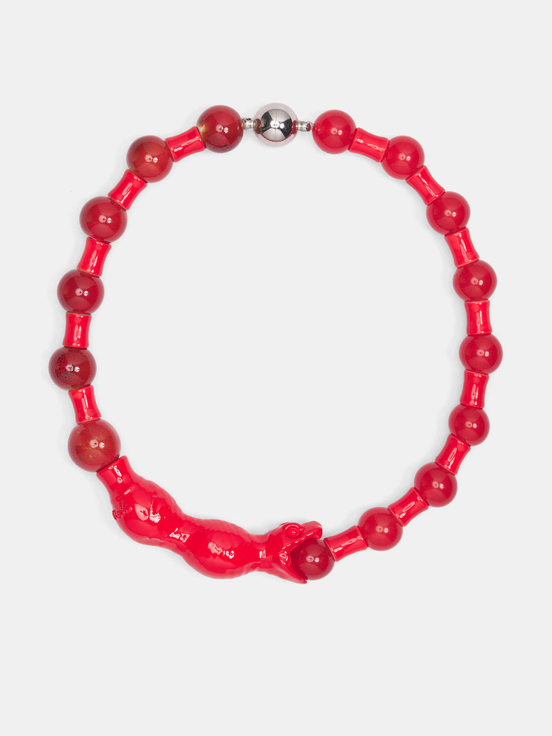 Red Serpent Bead Necklace (KMKSS26-SPNK-RD-RED)