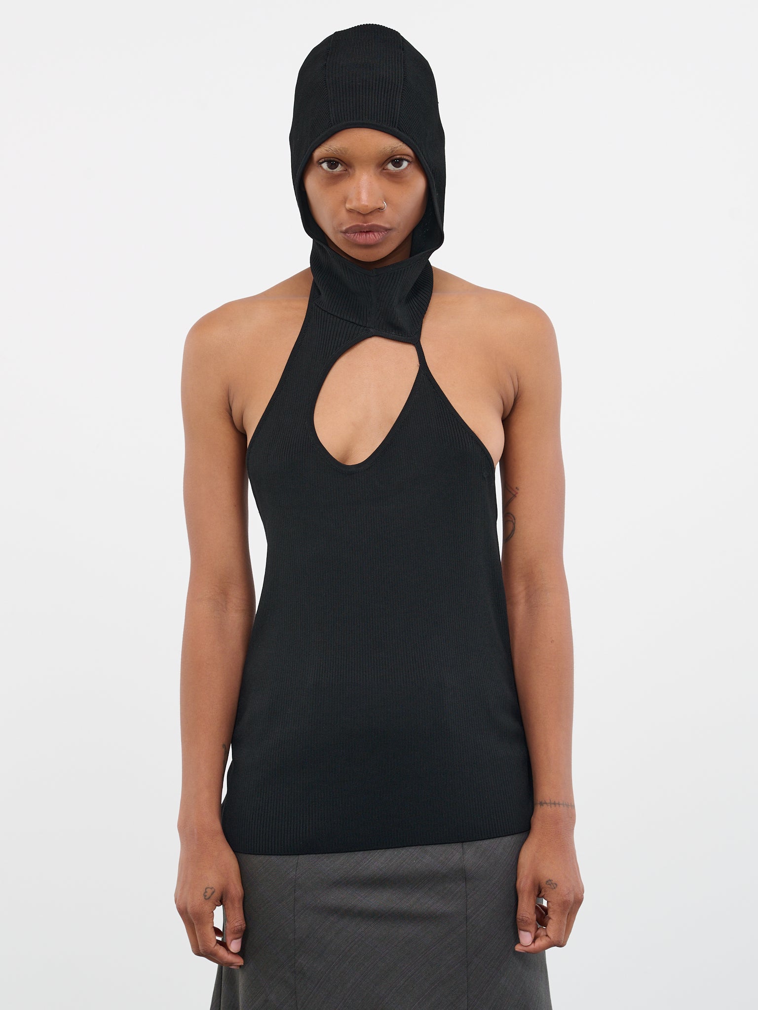 Hooded Knit Top (KN-03BK-BLACK)