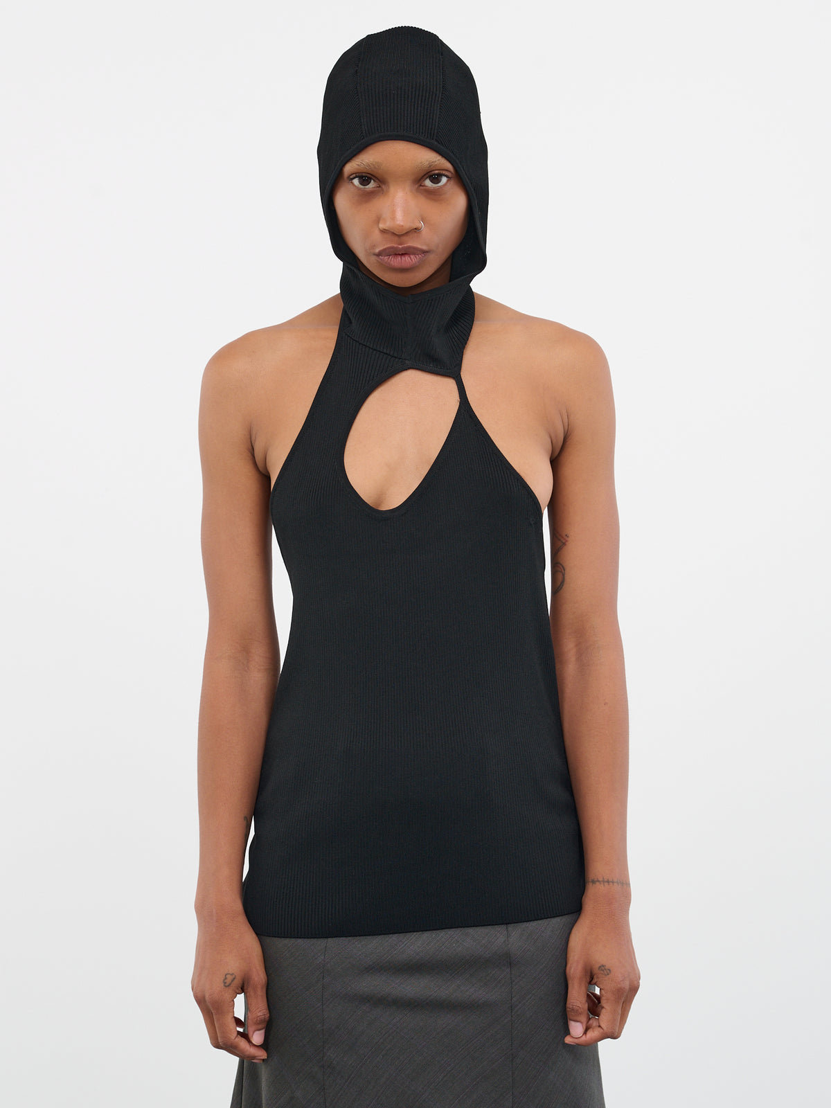 Hooded Knit Top (KN-03BK-BLACK)