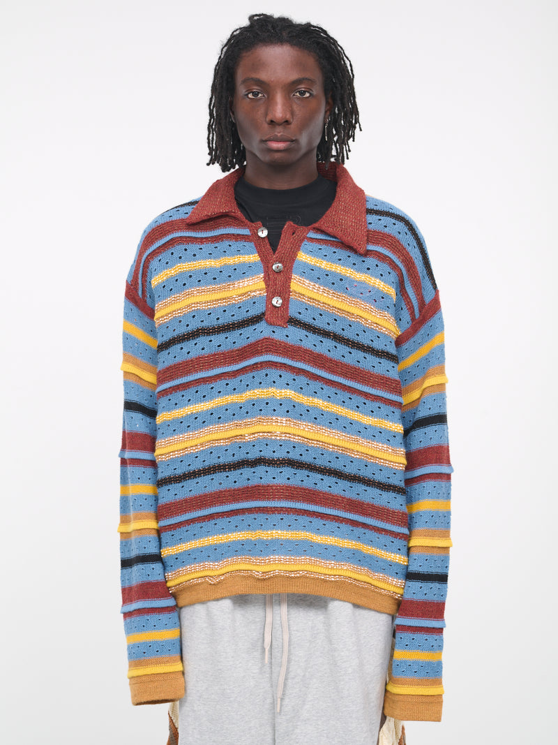 Dropout Stripe Polo (KN-05-REDEEM-BLUE)