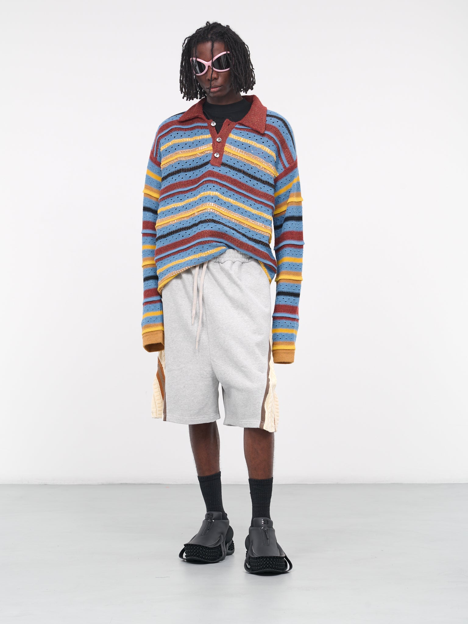Ivy Knit Panel Sweat Shorts (N3-N3-SH-02B-HEATHER-GREY)