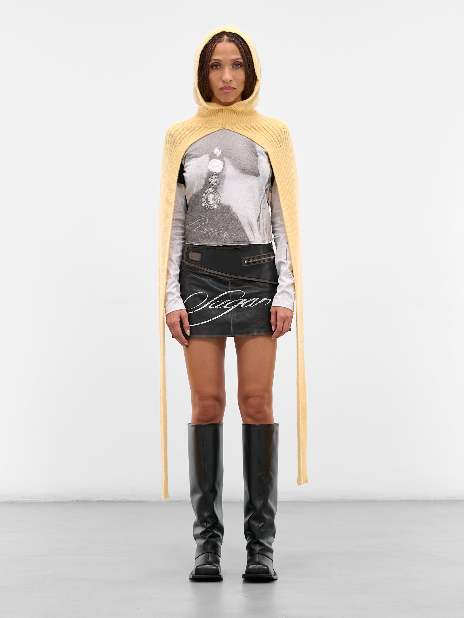 Yellow Knit Hooded Scarf (KN-05Y-YELLOW)